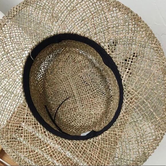 Two Tone Wide Brim Pork Pie Weave Straw Sun Boater Hat - NEW - Picture 3 of 6